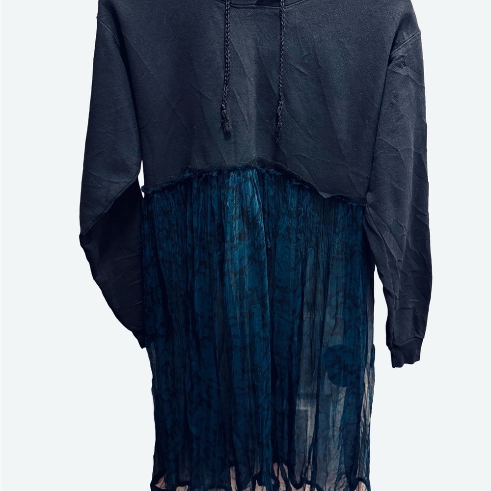 Urban Outfitters Black Crewneck Sweatshirt with Sheer Teal Panel